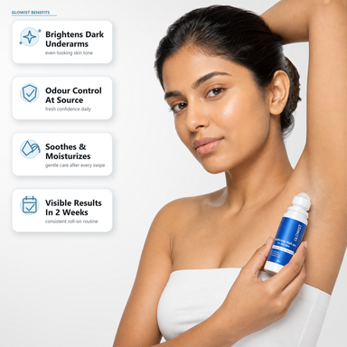 GLOWIST Dark Underarm Brightening Roll-On Serum | Targets Melanin at Root Cause | Dermatologist Recommended | For Underarms, Neck & Inner Thighs | 50ml